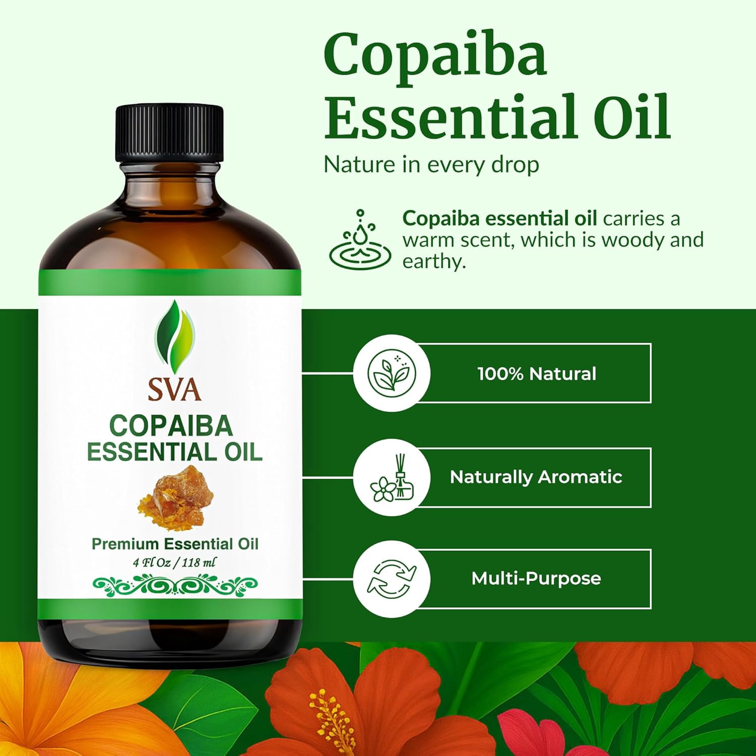 Dropper Battle XIUUS-SVA Copaiba Essential Oil, Glass Bottle with Dropper, 4 Fl Oz ...
