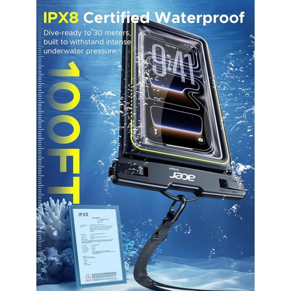 XIUUS-acer Floating Waterproof Phone Pouch, IPX8 Waterproof Phone Case 2 Pack