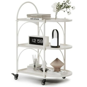 XIV Bar Cart, Home Bar Serving Cart, Metal Kitchen Carts with Storage, Drink Coffee Cart with Wheels for Kitchen and Living Room