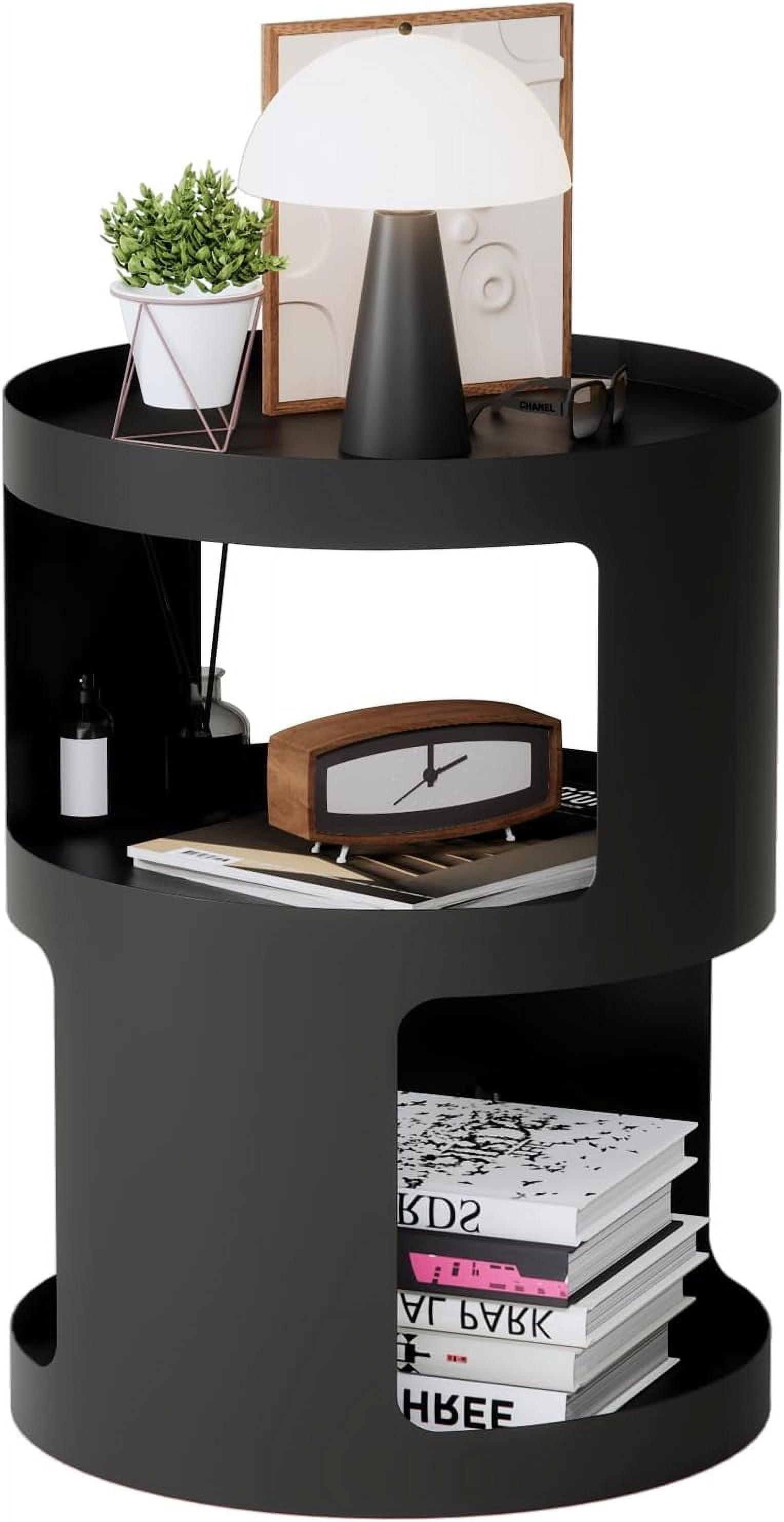 XIV Side Table, Round End Table, Metal Accent Table, Modern Nightstand, Small Bed Side Table for Living Room Bedroom Outdoor Entryway, No Assembly Required