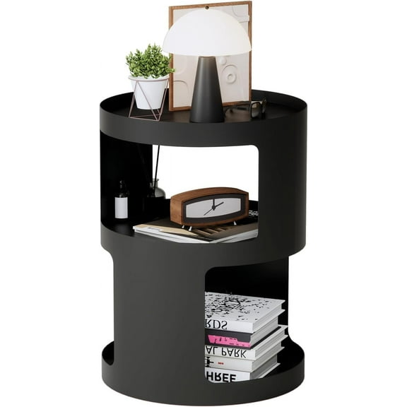 XIV Side Table, Round End Table, Metal Accent Table, Modern Nightstand, Small Bed Side Table for Living Room Bedroom Outdoor Entryway, No Assembly Required