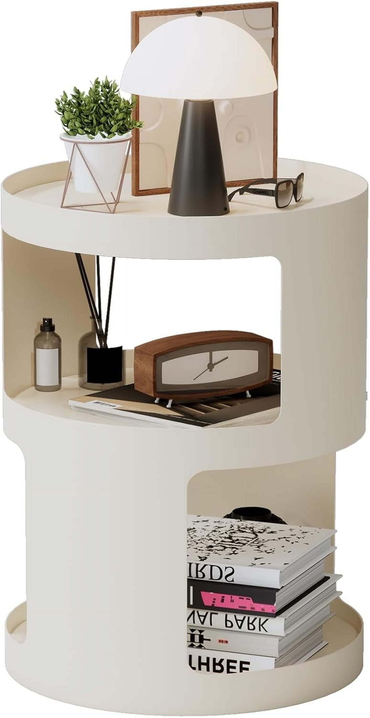 XIV Side Table, Round End Table, Metal Accent Table, Modern Nightstand, Small Bed Side Table for Living Room Bedroom Outdoor Entryway, No Assembly Required