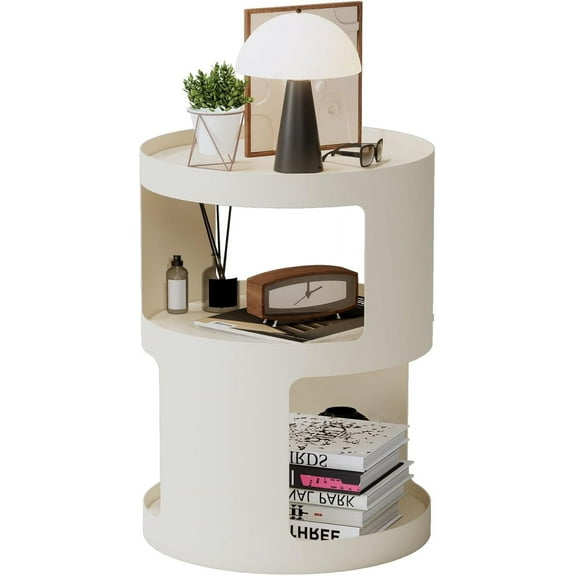 XIV Side Table, Round End Table, Metal Accent Table, Modern Nightstand, Small Bed Side Table for Living Room Bedroom Outdoor Entryway, No Assembly Required
