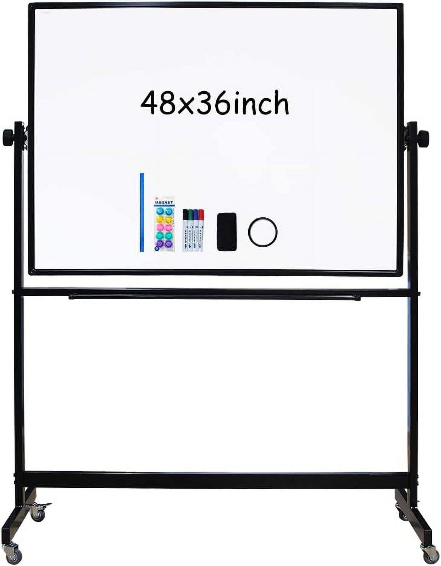XIWODE Large DoubleSided Rolling Whiteboard, 48" x 36" Dry Erase Board with Wheels