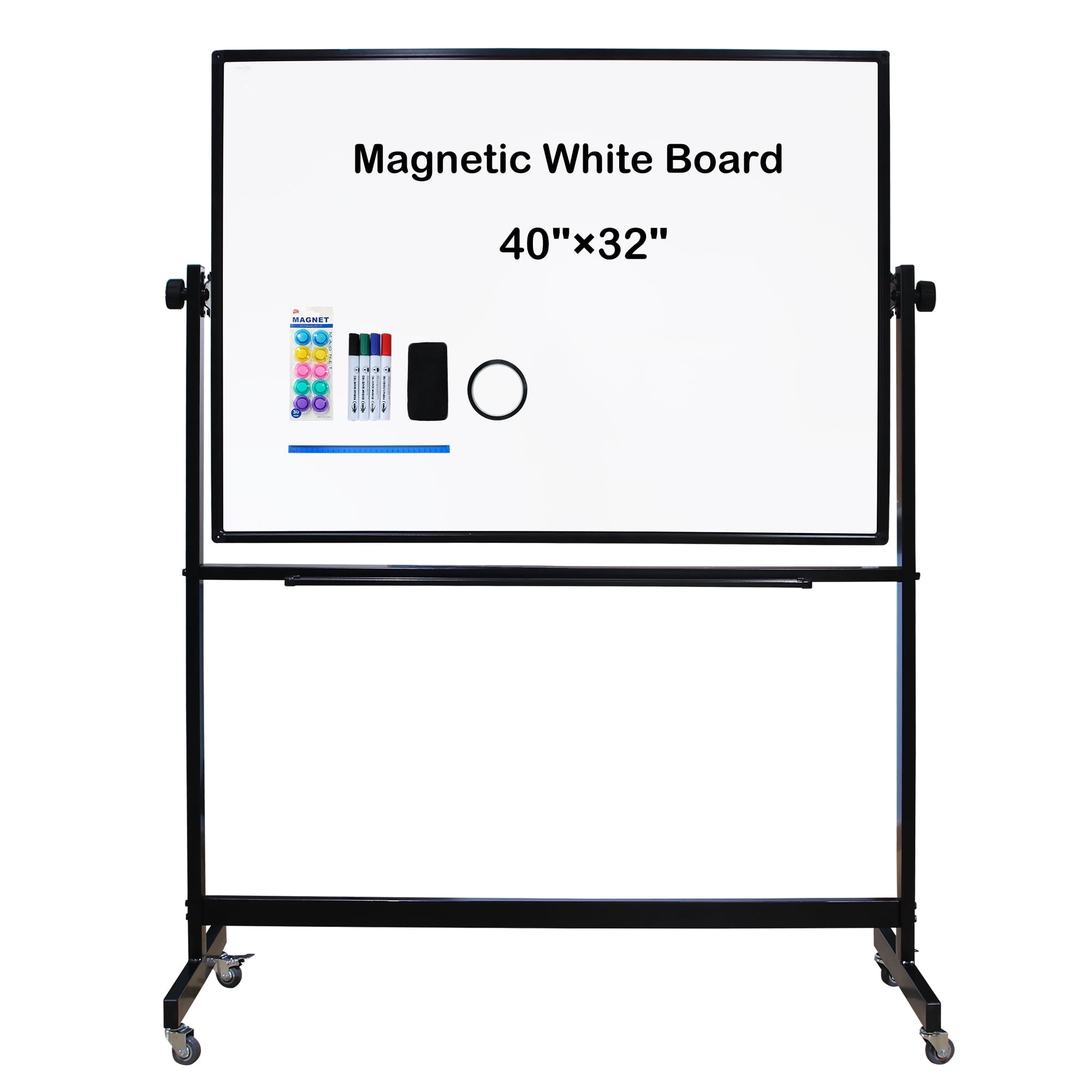 XIWODE Mobile Whiteboard, 40"x 32" DoubleSided Rolling White