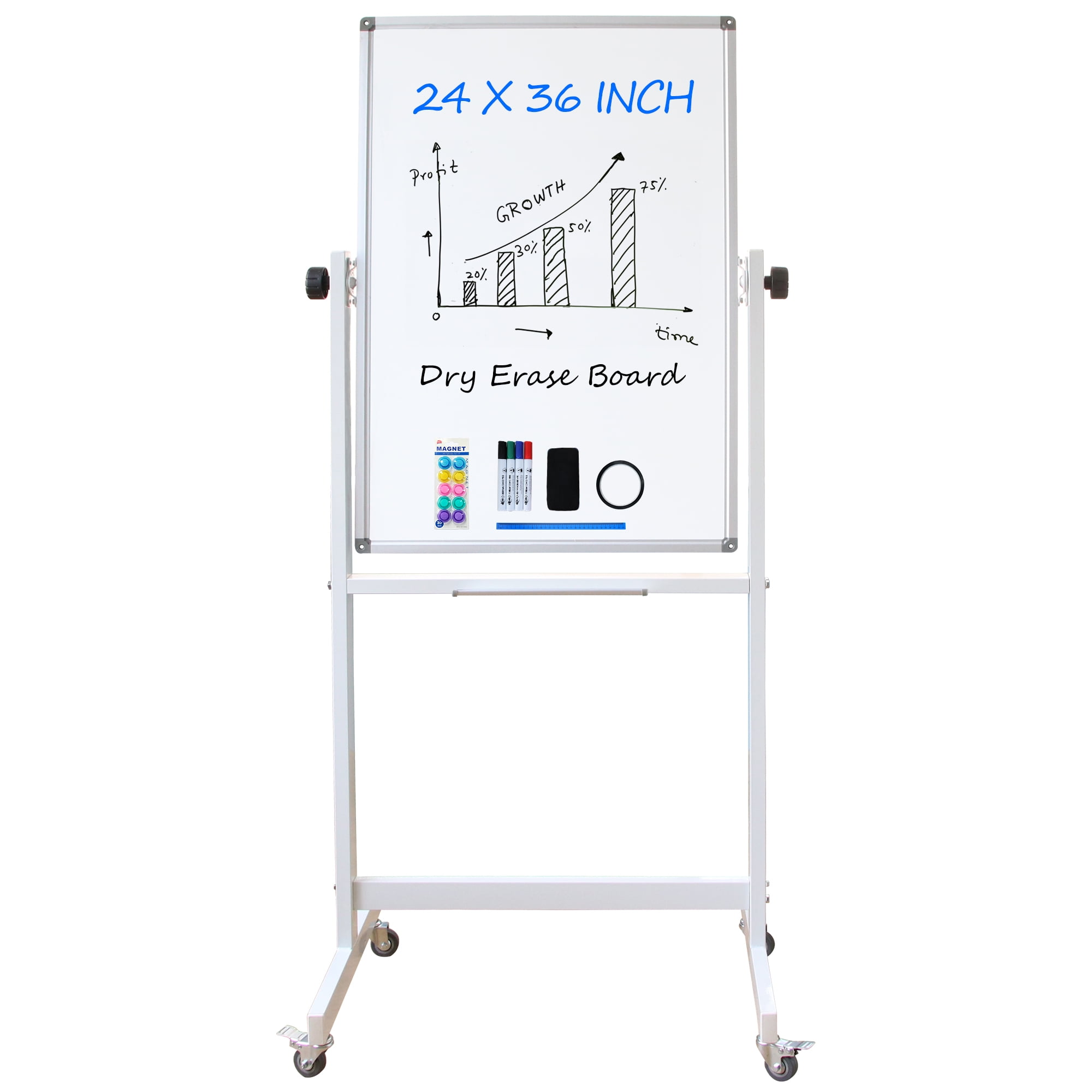 XIWODE Rolling Dry Erase Board, 36"x 24" Double Sided