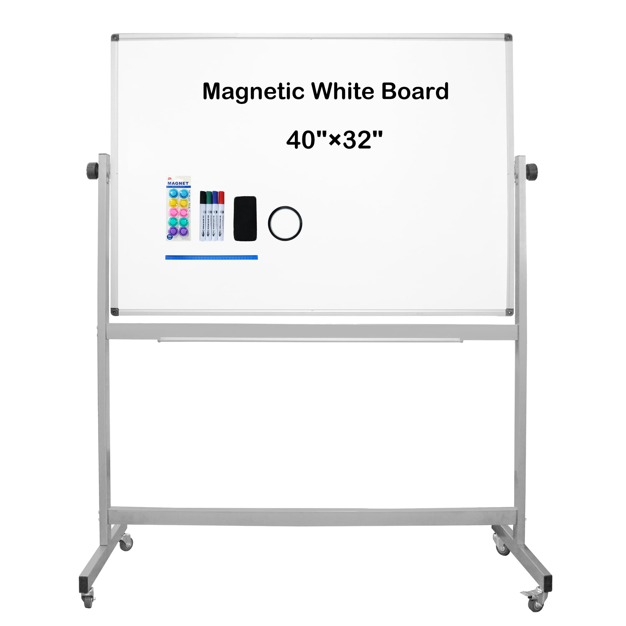 XIWODE Rolling Dry Erase Board, 40"x 32" DoubleSided Mobile