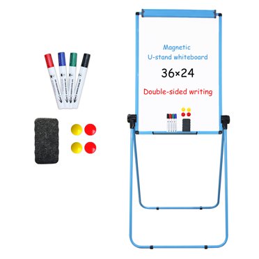 BENTISM Rolling Magnetic Whiteboard Double-sided Mobile Whiteboard 48 x ...