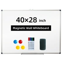XIWODE Magnetic Whiteboard/Dry Erase Board, 40 X 28 Inches, Silver Aluminium Framed, Includes 1 Eraser & 4 Markers & 4 Magnets