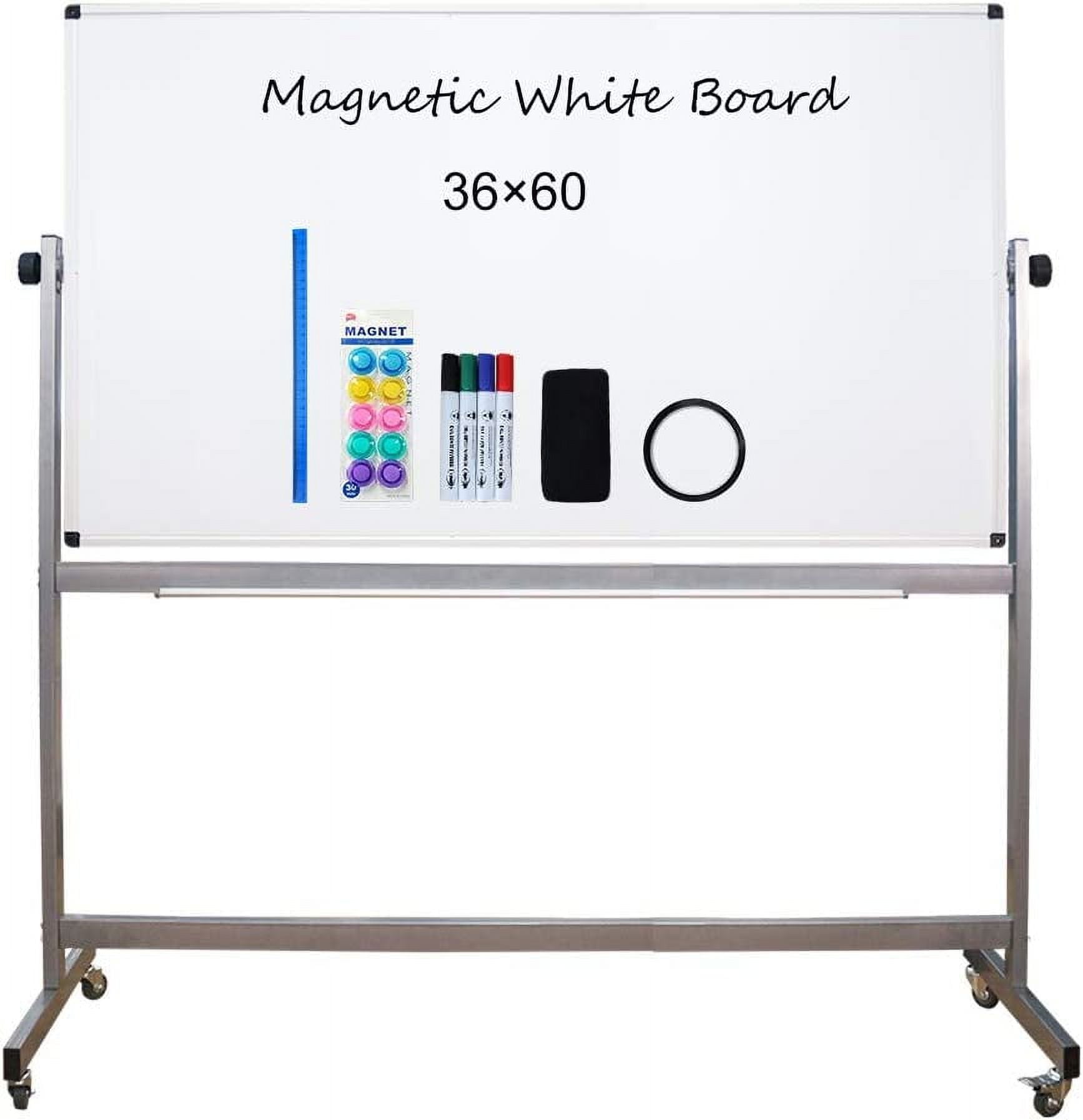XIWODE Magnetic Dry Erase Board, Wall Mounted Whiteboard, 90 x 60 cm, Lightweight White Board, Wall Mounted Board for Kids, Home, Office, School