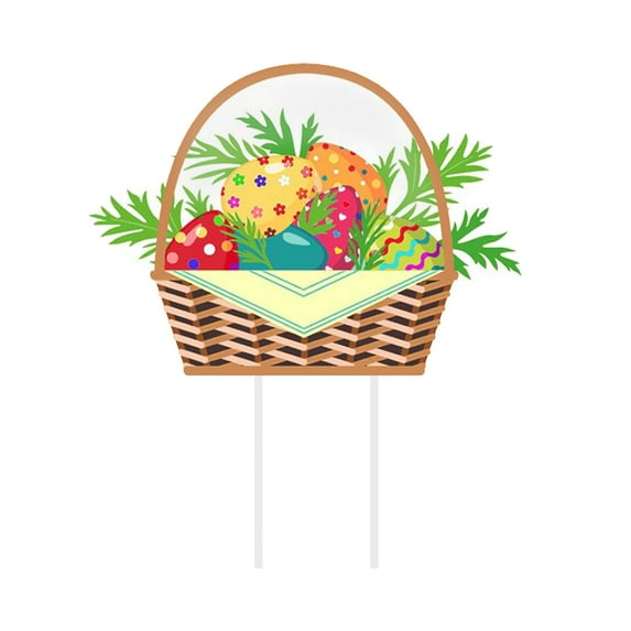 XIXISTARYY 1pc Outdoor Easter Yard Decoration Happy Easter Yard Sign with Stakes Waterproof Easter Egg Bunny Chick Lawn Sign Easter Game Party Supplies, Easter Garden Outdoor Sign Prop Decoration