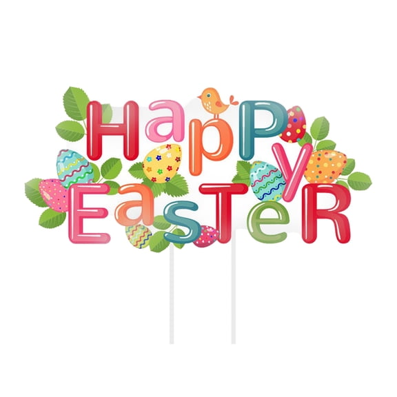XIXISTARYY 1pc Outdoor Easter Yard Decoration Happy Easter Yard Sign with Stakes Waterproof Easter Egg Bunny Chick Lawn Sign Easter Game Party Supplies, Easter Garden Outdoor Sign Prop Decoration