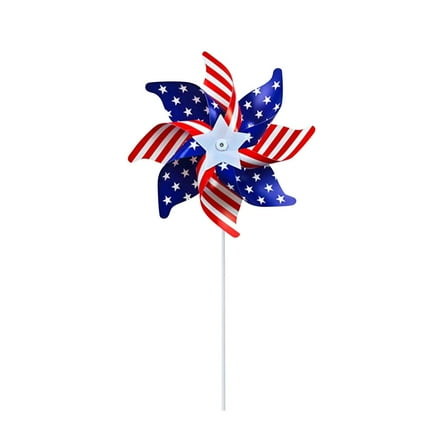XIXISTARYY 4th of July Decorations Patriotic American Flag Pinwheel Red, White, and Blue Garden Spinner for Outdoor Decoration, 12-Pack