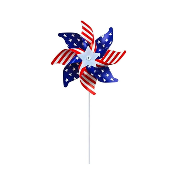 XIXISTARYY 4th of July Decorations Patriotic American Flag Pinwheel Red, White, and Blue Garden Spinner for Outdoor Decoration, 12-Pack