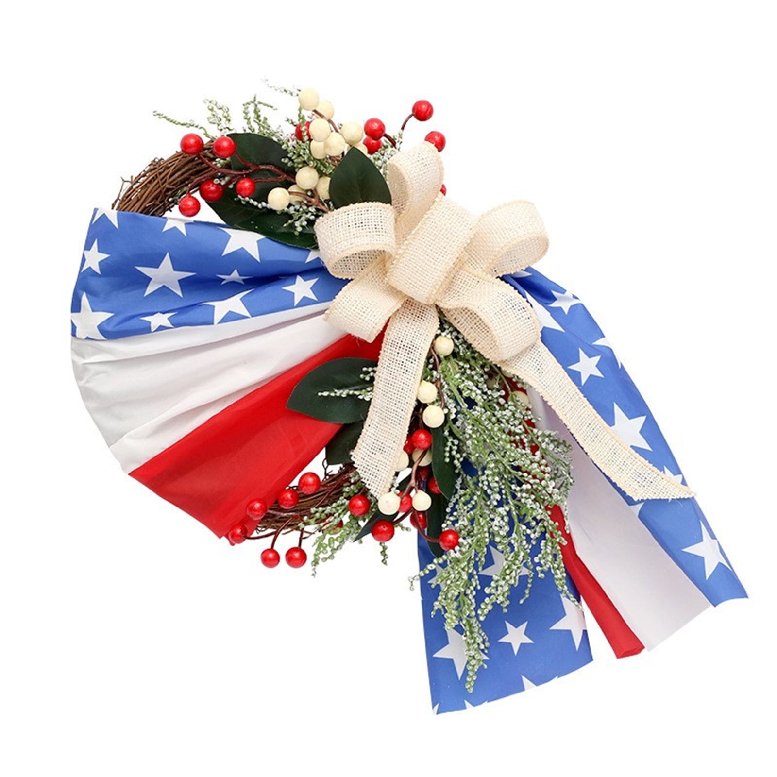 XIXISTARYY 4th of July Decorations Patriotic American Flag Wreath with ...