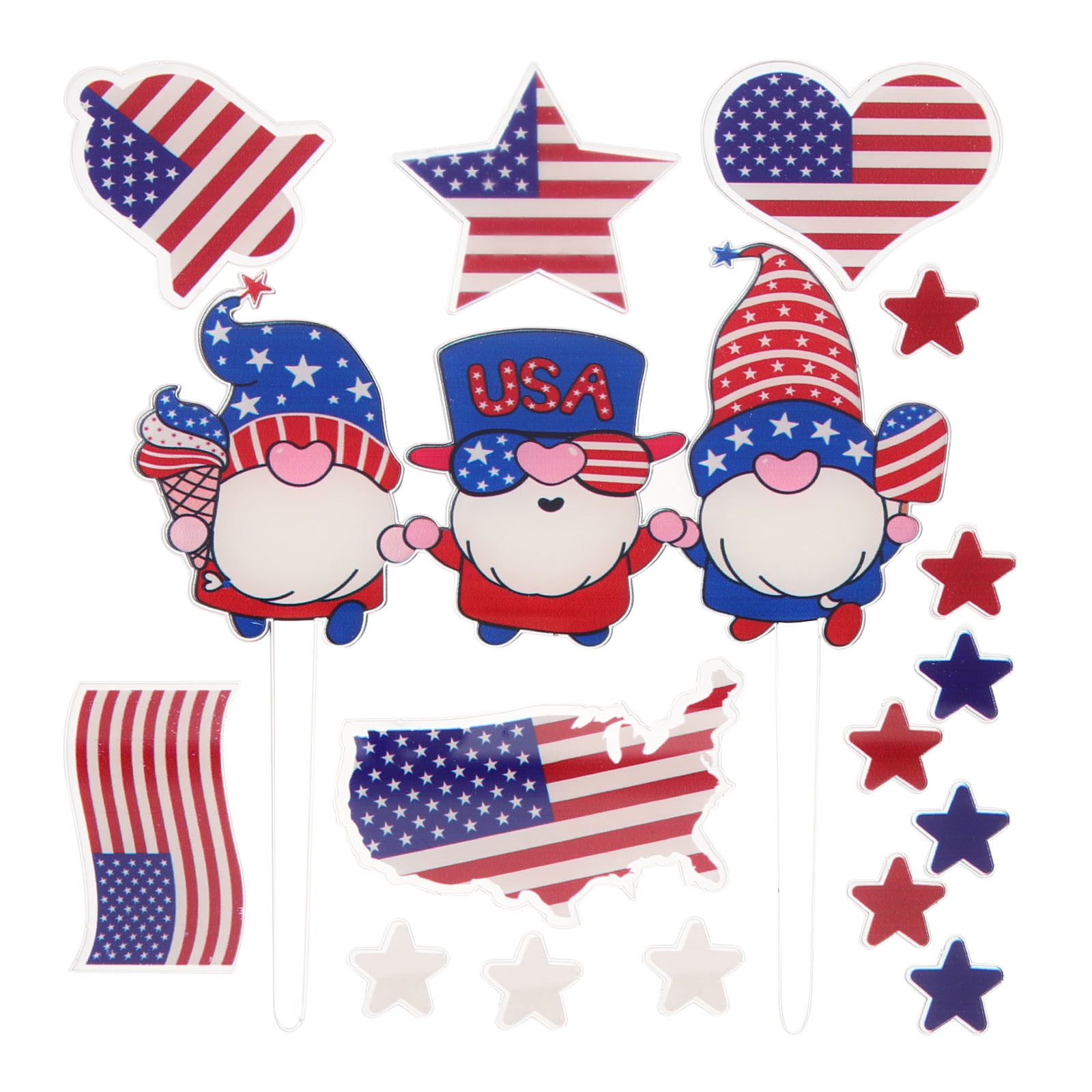 XIXISTARYY 4th of July Decorations Patriotic Gnome Cake Toppers Set USA ...
