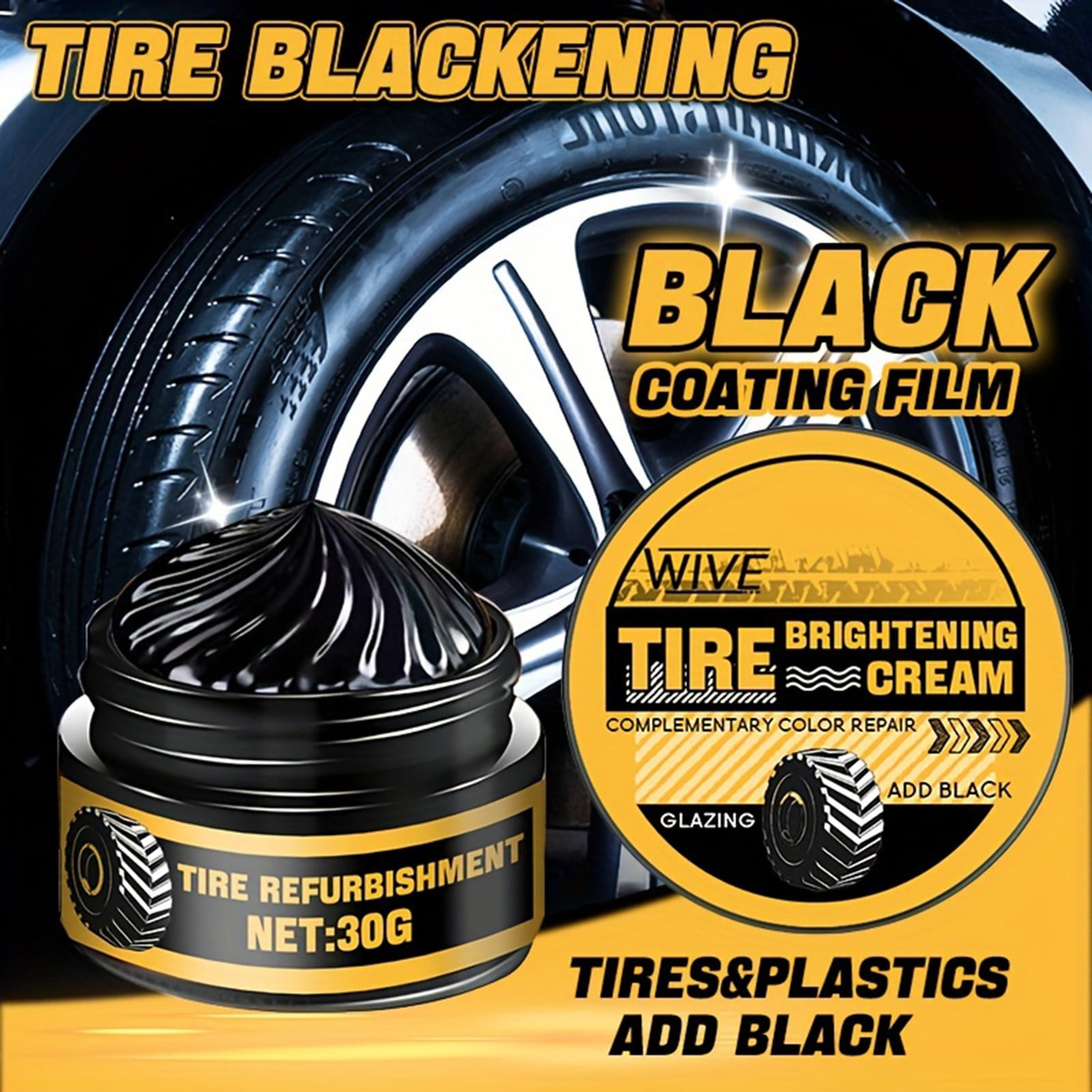 XIXISTARYY Car Accessories Car Tire Care Paste That Restores Color And Tire  Glitter With Tire Safekeeping 100g Black - Walmart.com