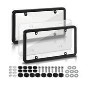 XIXISTARYY Car Accessories License Plate Protector - License Plate Cover 2 Pieces Plastic Protective Cover with Screw Cap, Suitable for Standard Cars, Transparent