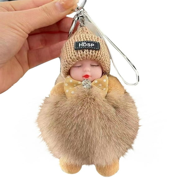 XIXISTARYY Christmas Gifts Cute Car Pendant Sleeping Doll Cartoon Plush Keychain Doll Doll Accessories HDSP LOVE Earthy Yellow