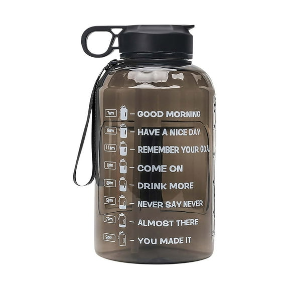 XIXISTARYY Christmas Gifts Home Essentials Water Bottle With Time Marker - Straw & Chug Lid - Big Water Bottle With Straw - Gym Water Bottle With Handle - Gallon Water Jug Black