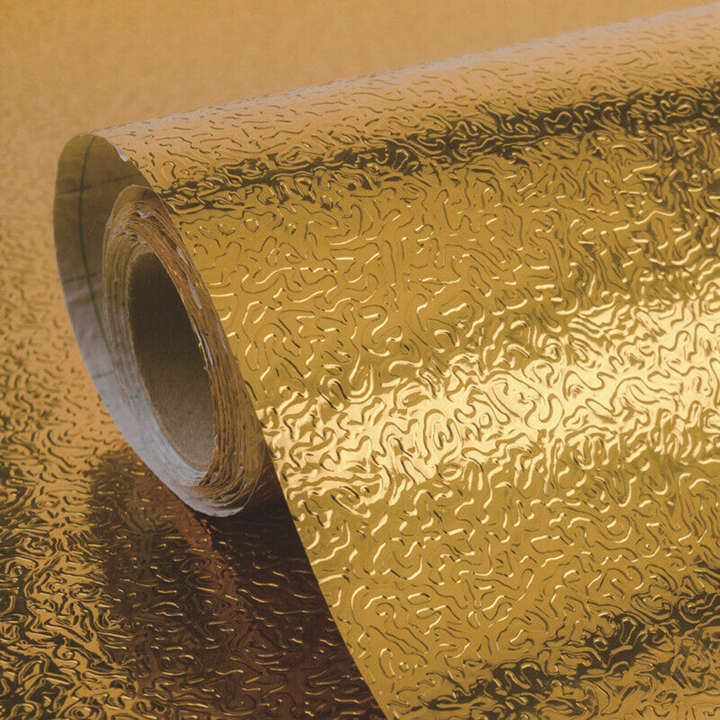 XIXISTARYY Kitchen Gadgets Tableware Premium Aluminum Foil Wall Paper Self-Adhesive Backsplash Heat Kitchen Wallpaper Gold