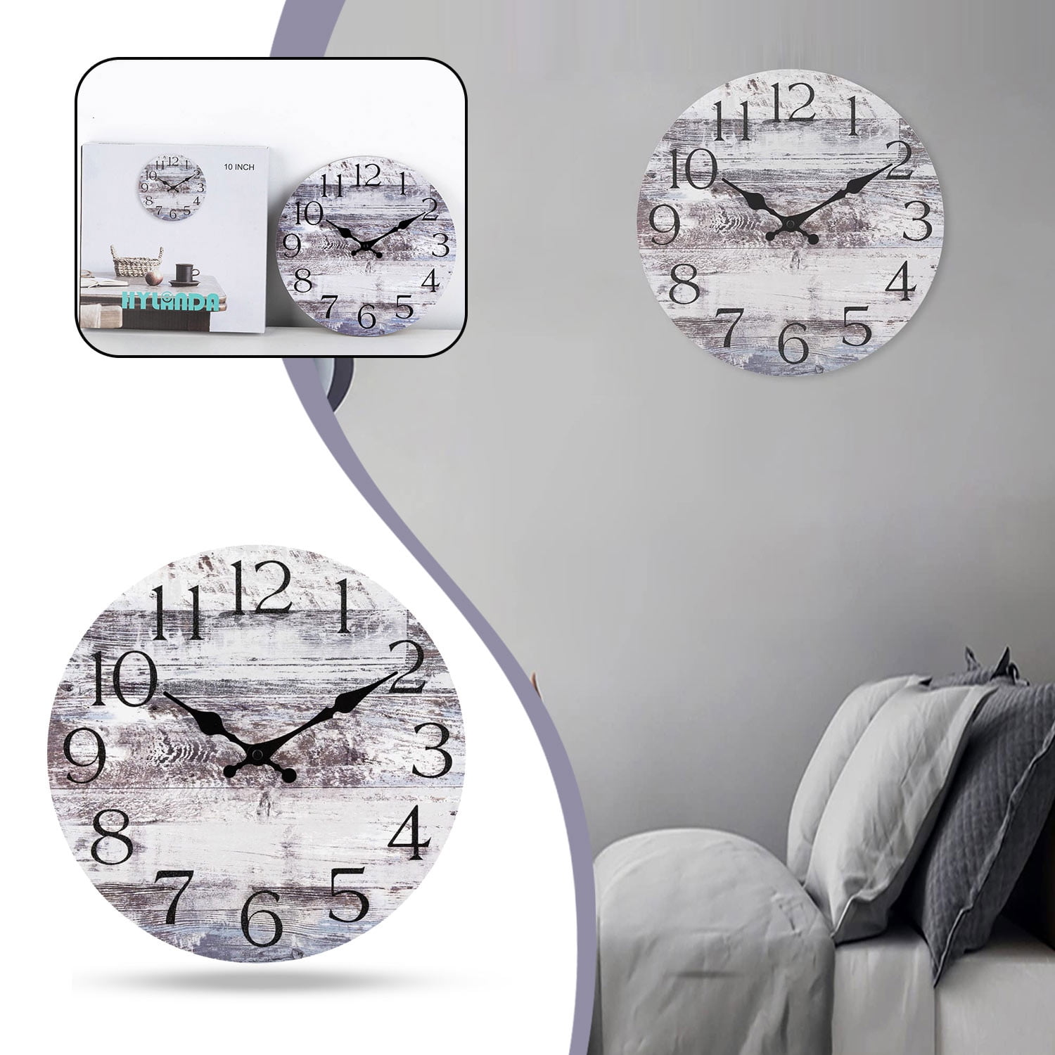 XIXISTARYY Silent NonTick Wall Clock Battery Operated Theme Clock