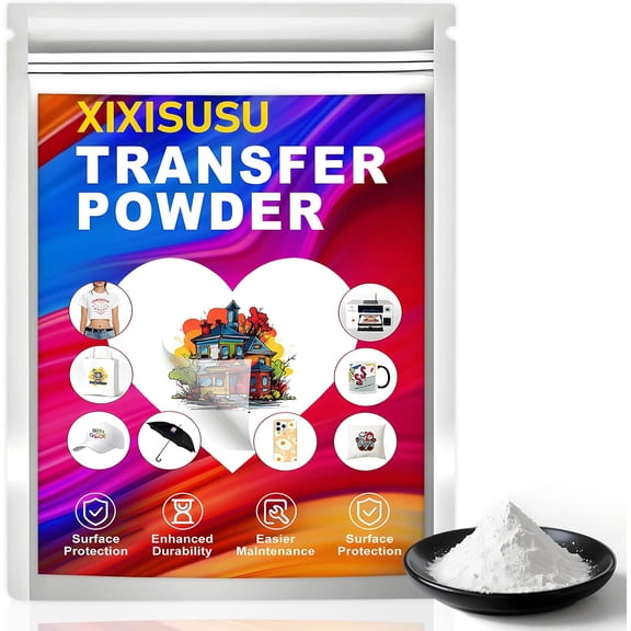 XIXISUSU DTF Powder, White DTF Transfer Powder, Sublimation Powder with 2 Spoon for Colored Garments, DTF Hot Melt Adhesive Powder for All DTF and DTG Printers (White, 4 OZ)