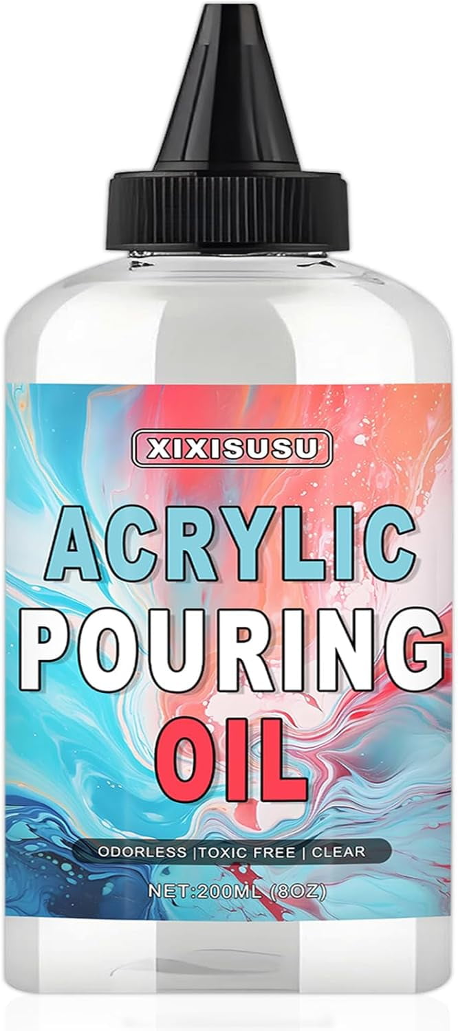 XIXISUSU Silicone Oil for Acrylic Pouring, Silicone Acrylic Paint Pouring Oil, 100% Pure Liquid Oils to Create Cells in Paintings - Professional Fluid Art Supplies (8 oz)