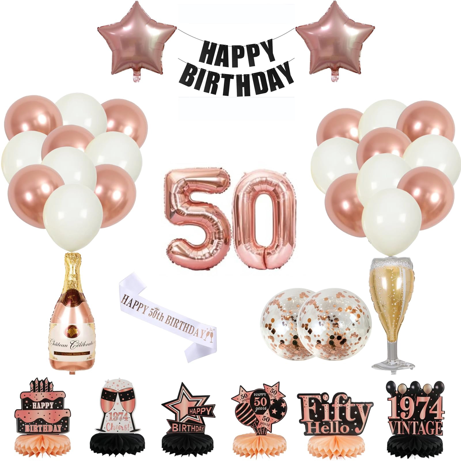 XIXIVALOON 50th Birthday Decorations MMF7 for women, Happy 50th