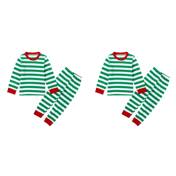 XIYNBAOK 2 Pack Christmas Pajamas Set Toddler Kids Striped T-shirt Pants Christmas Outfits Baby Girl Clothes Little Big Boys Girls Pajamas Set Kids PJs Cotton Sleepwear