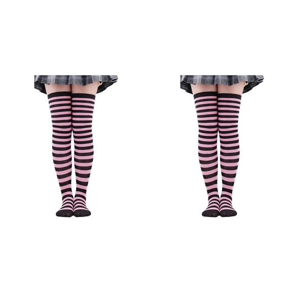 XIYNBAOK 2 Pairs Christmas Gifts Stocking Socks for Women Striped Thigh High Socks Long Striped Knee High Socks Xmas High Stockings for Women Girls Party Socks