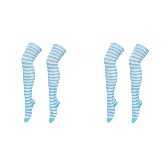 XIYNBAOK 2 Pairs Christmas Gifts Stocking Socks for Women Striped Thigh High Socks Long Striped Knee High Socks Xmas High Stockings for Women Girls Party Socks