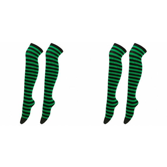 XIYNBAOK 2 Pairs Christmas Gifts Stocking Socks for Women Striped Thigh High Socks Long Striped Knee High Socks Xmas High Stockings for Women Girls Party Socks