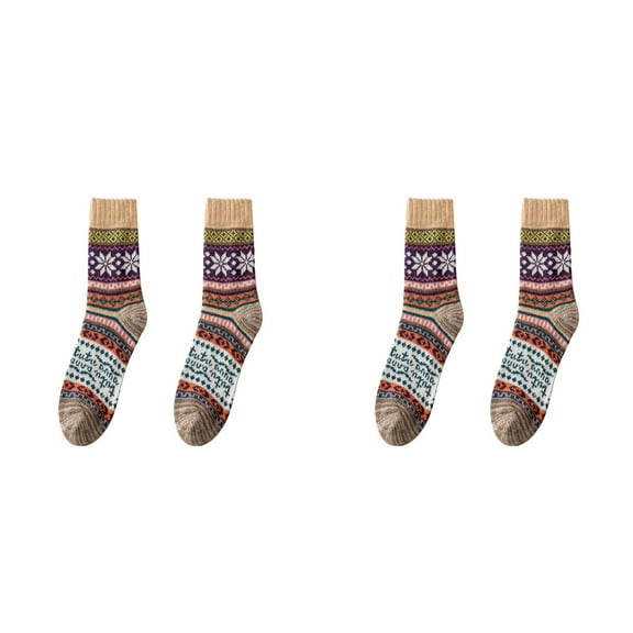 XIYNBAOK 2 Pairs Christmas Socks Colorful Warm Fluffy Slipper Socks for Women Winter Fuzzy Cozy Socks Warm Socks Casual Vintage Soft Socks Christmas Gifts Stocking Stuffers Gift