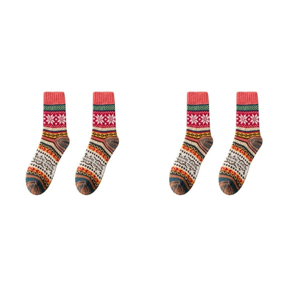XIYNBAOK 2 Pairs Christmas Socks Colorful Warm Fluffy Slipper Socks for Women Winter Fuzzy Cozy Socks Warm Socks Casual Vintage Soft Socks Christmas Gifts Stocking Stuffers Gift