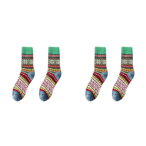 XIYNBAOK 2 Pairs Christmas Socks Colorful Warm Fluffy Slipper Socks for Women Winter Fuzzy Cozy Socks Warm Socks Casual Vintage Soft Socks Christmas Gifts Stocking Stuffers Gift