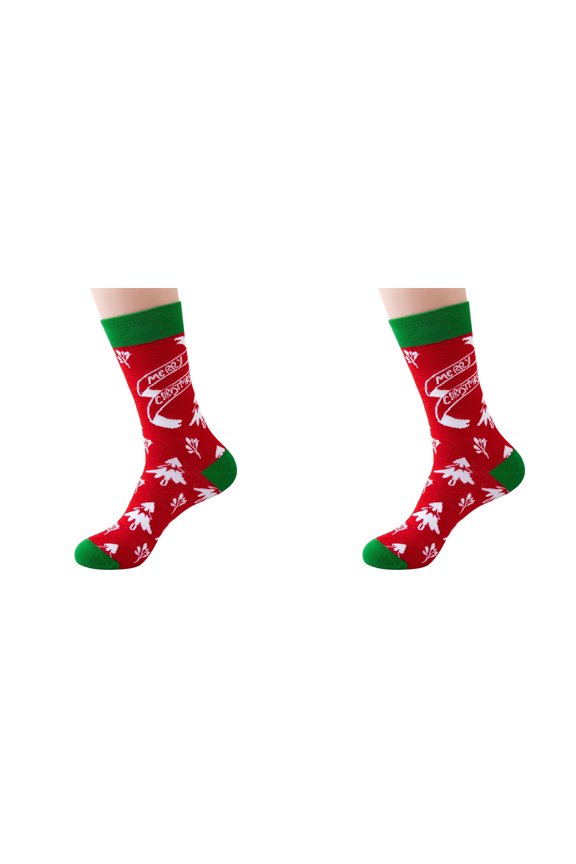 2 Pairs Christmas Socks Funny Xmas Crew Socks Holiday Gift Novelty Socks Christmas Gifts for Women Novelty Cozy Crew Cotton Sock Set Stocking Stuffers