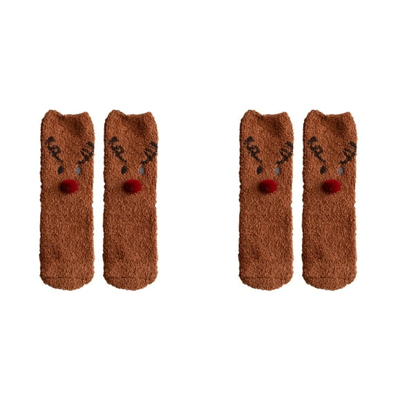 XIYNBAOK 2 Pairs Christmas Socks Winter Fuzzy Socks Christmas Tree Snowflake Snowman Bow Cotton Socks Novelty Dress Socks for Men Women Xmas Party Crew Socks