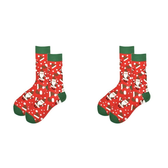 XIYNBAOK 2 Pairs Christmas Socks Women Soft Warm Cozy Fuzzy Snowflake Socks Cozy Warm Fluffy Slipper Socks Winter Casual Athletic Socks Boot Hiking Thermal Socks