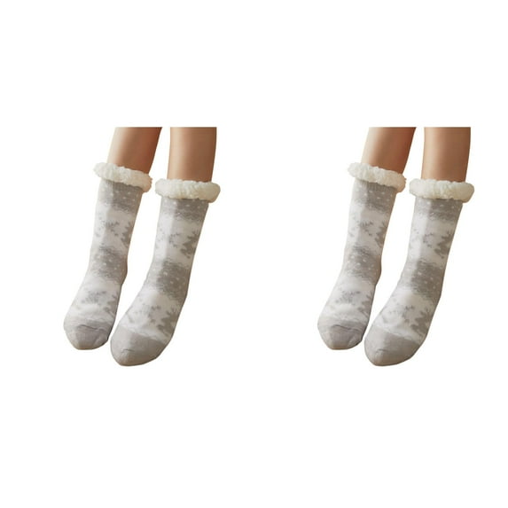 XIYNBAOK 2 Pairs Fluffy Socks Women Fleece Lined Slipper Socks Christmas Fuzzy Socks Sherpa Soft Warm Cozy Winter Stockings Xmas Thick Warm Socks for Winter Christmas Gifts