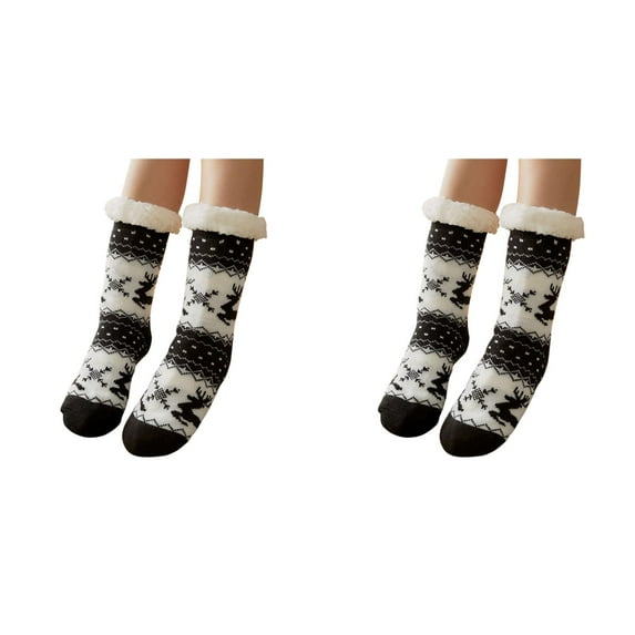 XIYNBAOK 2 Pairs Fluffy Socks Women Fleece Lined Slipper Socks Christmas Fuzzy Socks Sherpa Soft Warm Cozy Winter Stockings Xmas Thick Warm Socks for Winter Christmas Gifts