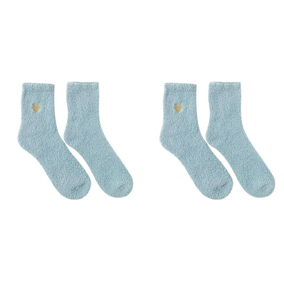 XIYNBAOK 2 Pairs Fuzzy Socks for Women Casual Heated Print Comfortable Socks Non Slip Winter Fluffy Cozy Socks Casual Home Sleep Coral Fleece Socks Christmas Gifts