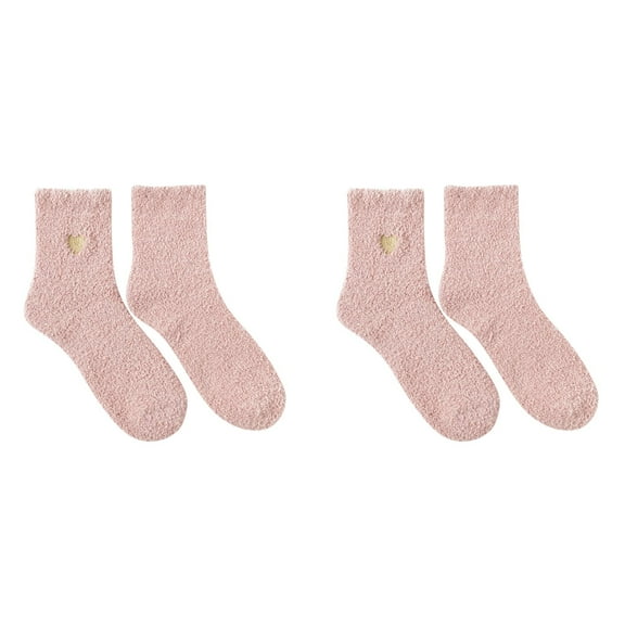 XIYNBAOK 2 Pairs Fuzzy Socks for Women Casual Heated Print Comfortable Socks Non Slip Winter Fluffy Cozy Socks Casual Home Sleep Coral Fleece Socks Christmas Gifts