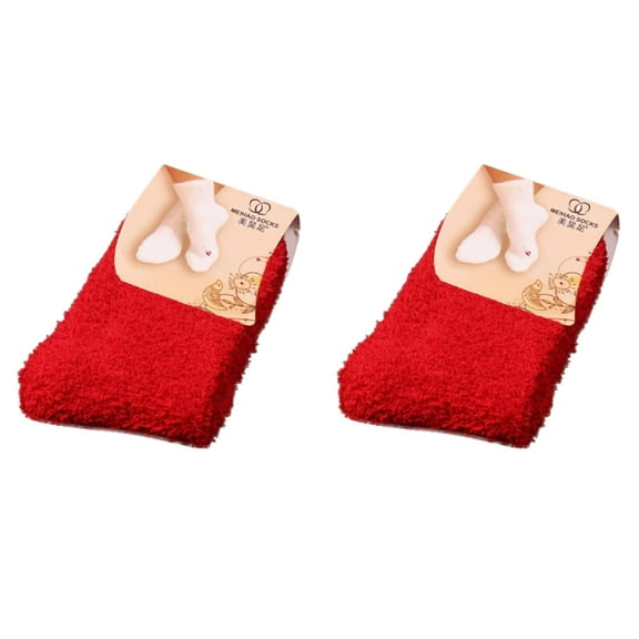 XIYNBAOK 2 Pairs Fuzzy Socks for Women Non Slip Sleep Warm Fluffy Slipper Socks Super Soft Microfiber Cozy Winter Warm Fuzzy Crew Socks Winter Super Comfy Sleep Socks