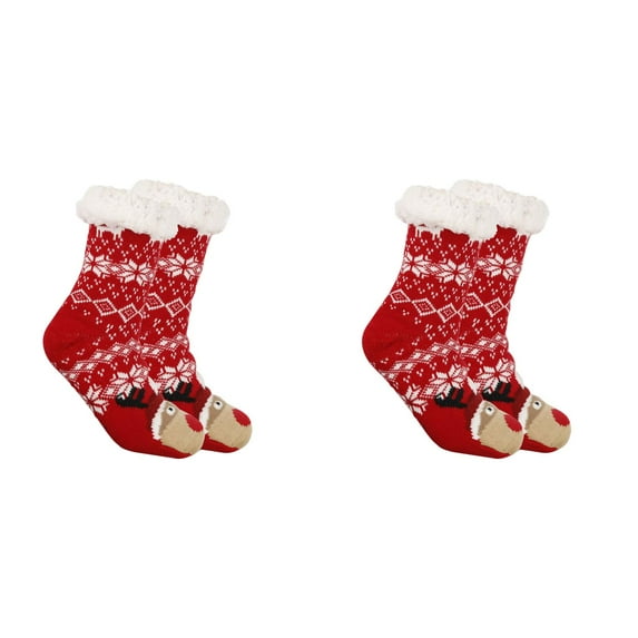 XIYNBAOK 2 Pairs Kids Slipper Socks Boys Girls Fuzzy Soft Thick Cozy Warm Fleece Lined Winter Indoor Christmas Socks Gift Stocking Stuffers Thick Thermal Fluffy Socks for Home