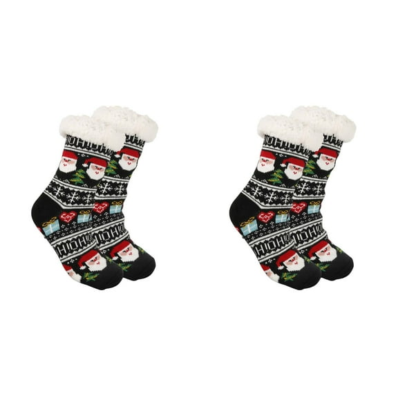 XIYNBAOK 2 Pairs Kids Slipper Socks Boys Girls Fuzzy Soft Thick Cozy Warm Fleece Lined Winter Indoor Christmas Socks Gift Stocking Stuffers Thick Thermal Fluffy Socks for Home