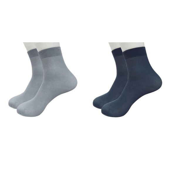XIYNBAOK 2 Pairs Mens Socks Comfortable Casual Mesh Socks Ultra-thin Elastic Breathable Sock Comfortable Cool Soft Socks Silk Sheer Dress Socks Summer Dry Fit Crew Socks