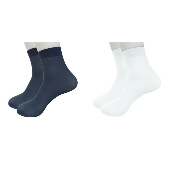 XIYNBAOK 2 Pairs Mens Socks Comfortable Casual Mesh Socks Ultra-thin Elastic Breathable Sock Comfortable Cool Soft Socks Silk Sheer Dress Socks Summer Dry Fit Crew Socks