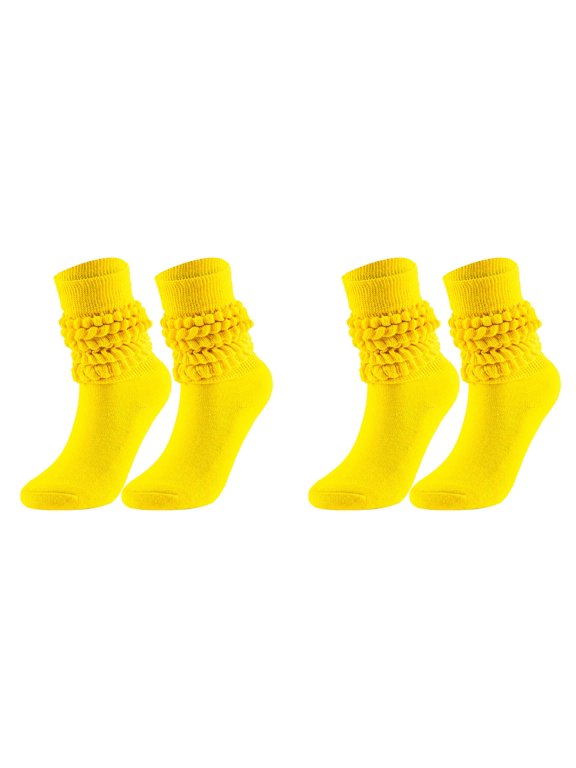 2 Pairs Slouch Socks for Woman Knee High Sock Womens Fashion Stacked Socks Casual Boot Socks 80s 90s Scrunch Socks Knit Scrunchie Socks High Tube Scrunch Sock