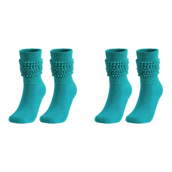 XIYNBAOK 2 Pairs Slouch Socks for Woman Knee High Sock Womens Fashion Stacked Socks Casual Boot Socks 80s 90s Scrunch Socks Knit Scrunchie Socks High Tube Scrunch Sock